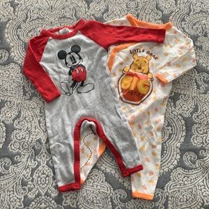 Disney theme sleepers 3-6 months set of 2 pcs